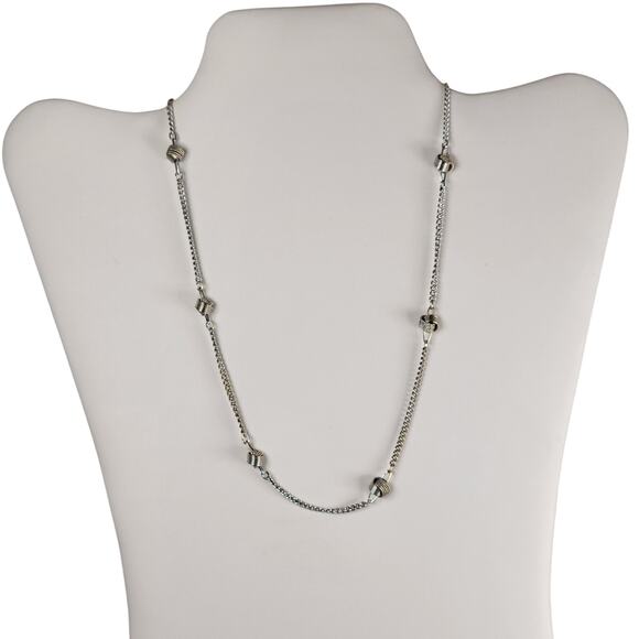 Chain Necklace Avon Vintage Silver Tone Knot 17" Spring Clasp Minimalist - Picture 6 of 10
